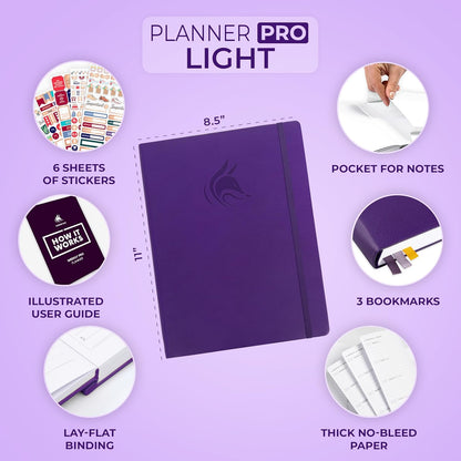 Clever Fox Planner PRO Light – Weekly & Monthly Life Planner to Increase Productivity, Time Management and Hit Your Goals, 8.5x11″ (Purple)