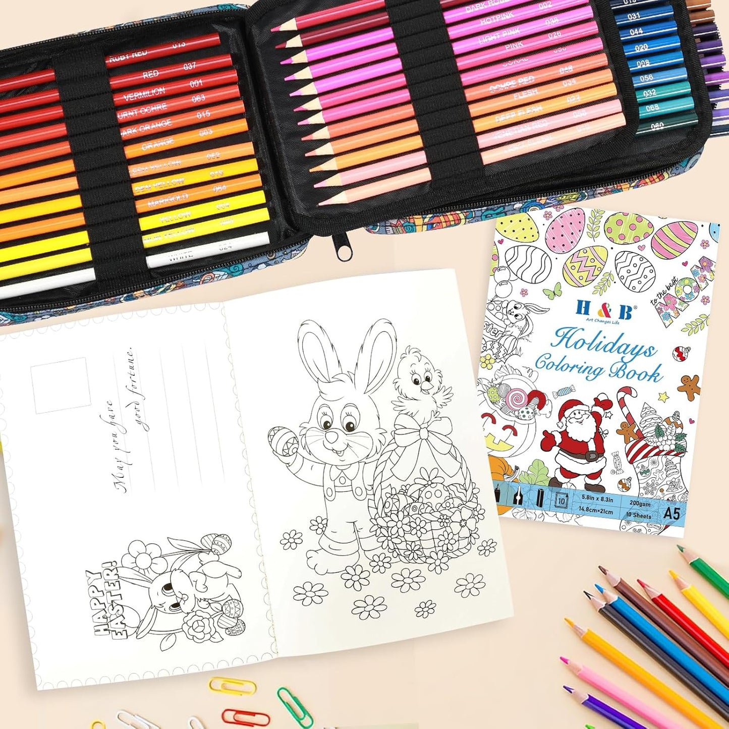 H & B Art Supplies, 72Pack Drawing Supplies for Adults, Drawing Kit with Drawing Book, Coloring Book, Oil-Based Coloured Pencils for Artists