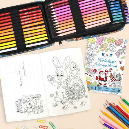 H & B Art Supplies, 72Pack Drawing Supplies for Adults, Drawing Kit with Drawing Book, Coloring Book, Oil-Based Coloured Pencils for Artists