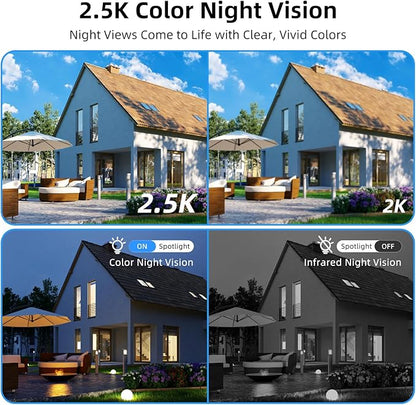 Techage 4G LTE Cellular Solar Security Camera Wireless Outdoor, 2.5K NO WiFi Security Camera with Color Night Vision, 360° PTZ Live View, PIR Motion Detection, 2 Way Talk, 64GB Card Built-in SIM Card
