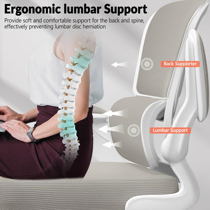 Home Office Desk Chair, Ergonomic Office Chair with Lumbar Support and Adjustable Armrests, Rocking Office Chair, Breathable Mesh Mid Back Computer Chair, Modern Comfy Desk Chair