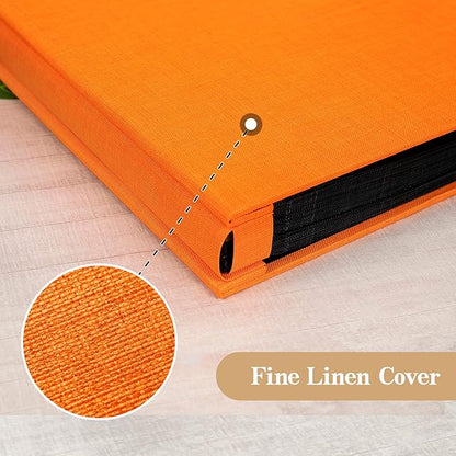 potricher Small Photo Album 4x6 200 Photos Linen Cover Picture Photo Book for Family Wedding Anniversary Baby Vacation (Orange,200 Pockets)