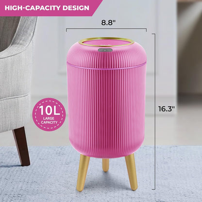 Pukomc Smart Sensor Wastebasket, Convenient and Hygienic Easy to Use, Technology Sensor Waterproof Wastebasket Plastic Trash can for Kitchen, Bathroom, Bedroom, Living Room, Office and Outdoor Pink