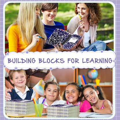 Fainne 100 Pack A5 Composition Notebooks Bulk College Ruled Composition Notebooks Marble Covers Notebook for Student Classroom Office Supplies 30 Sheet/60 Page(Purple)