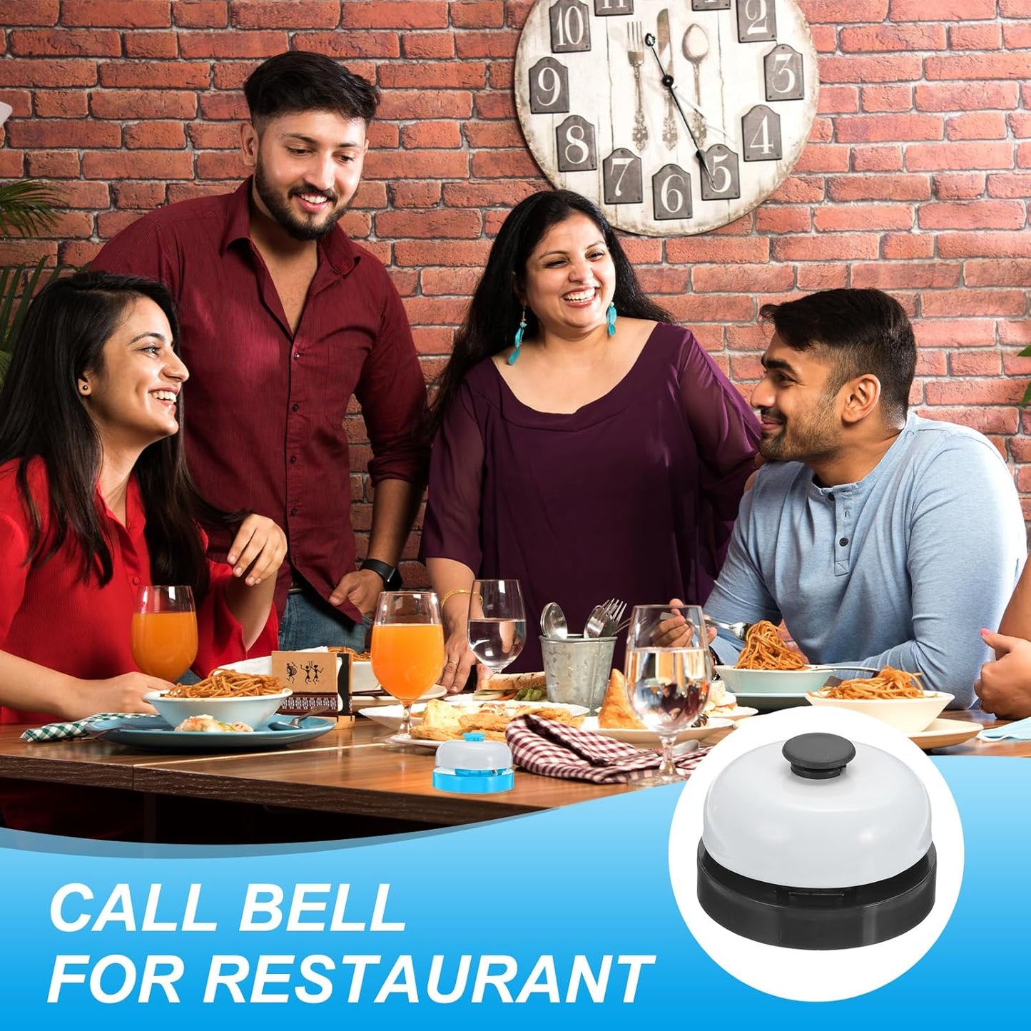 PATIKIL 4 Pcs Desk Call Bell 2.5" Dia with Metal Anti-Rust Construction Black/White