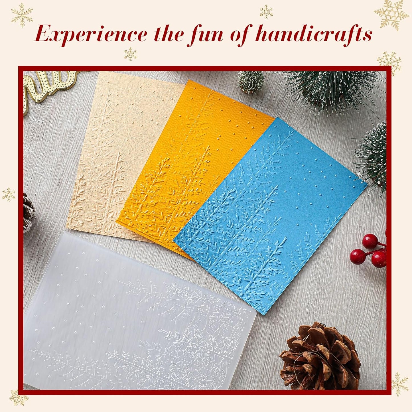 Geiserailie 8 Pieces Embossing Folders Embossing Machine Template Paper Card Heart Folders for Card Making DIY Flower Scrapbook Photo Album Craft Decoration 5.9 x 4.1 Inch(1 Pcs,Christmas Tree Style)
