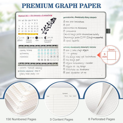Graph Paper Notebook 3 Pack, A5 Grid Notebook Journal, Graph Notebook with 120gsm Paper, Hardcover Leather Journal for Writing, Grid Paper Notebook for Work, School Supplies, Engineering,5.75" x 8.38"
