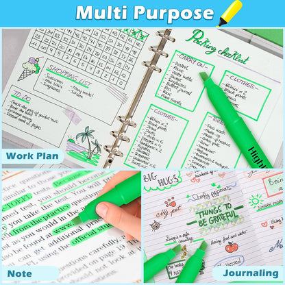 Duchong Highlighters, 30 Packs Green Highlighter Bright Colors Bulk, Chisel Tip Dry-Quickly No Bleed Highlighter Markers for Adults Kids, Office Classroom Must Have, School Supplies for Teachers