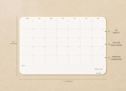Undated Monthly Planner Notepad,Desk Calendar for Organizing&Scheduling Tasks-Productivity Tracker,Goals,Notes&To-Do Lists–A4 Size (8,3"X11,7")Premium Thick Paper with Cardboard Back Support 50 Sheets