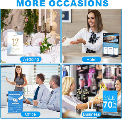 EHWINE 10 Pack Acrylic Sign Holder 4x6, Double-Sided Stand up Table Top Sign Holders, Clear Acrylic Picture Frame Paper Holder Display Stand for Office Business Store Wedding Party