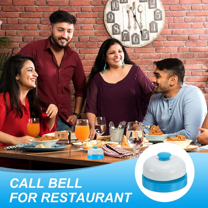 PATIKIL 4 Pcs Desk Call Bell 2.5" Dia with Metal Anti-Rust Construction Blue/White