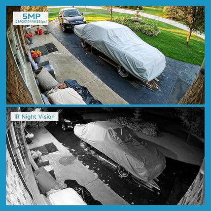 UNILOOK 5MP PoE IP Camera for Business, Turret Security IP Camera Outdoor with Mic/Audio, AI Human Motion Detection, 100FT IR Night Vision, IP66 Weatherproof, 2.8mm Lens, Full Metal, NDAA Complaint