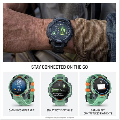 Garmin Instinct® 3 45mm, AMOLED Display, Rugged Outdoor GPS Smartwatch, Metal-Reinforced Bezel, Built-in Flashlight, Up to 18 Days of Battery Life, Neo Tropic