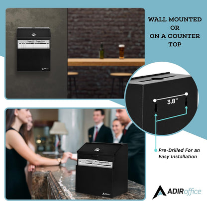 Adir Corp. Steel Suggestion/Key Drop Box (Black)