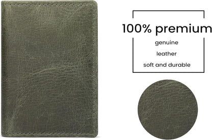 Premium Leather Card Wallet, RFID Blocking Expandable Business Card Case, Bifold Card Holder for Men and Women, Men's Purse, Wallet for Men (Business Card Wallet, Green)