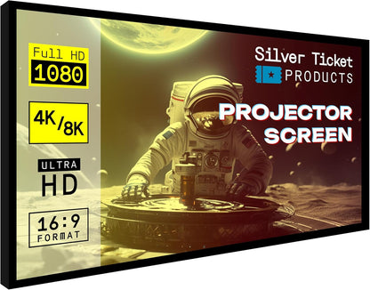Silver Ticket Products STR Series 6 Piece Home Theater Fixed Frame 4K / 8K Ultra HD, HDTV, HDR & Active 3D Movie Projection Screen, 2.35:1 Format, 138" Diagonal, Silver Material STR-235138-S