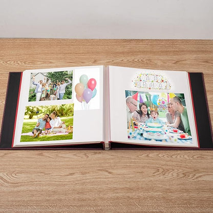 Photo Album Self Adhesive 3x5 4x6 5x7 6x8 8x10 8.5x11 11x10.6 Magnetic Scrapbook Album DIY Length 11x10.6 Inch 40 Pages Linen Cover DIY Photo Album with A Metallic Pen and and Plastic Board(Purple)