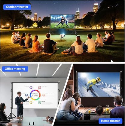 100 inch Projector Screen with Stand,HUANYINGBJB Indoor Projection Screen, Portable 16:9 4K HD Rear Front Movie Screen with Carry Bag for Theater Backyard Movie Night,Cinema School, Churches