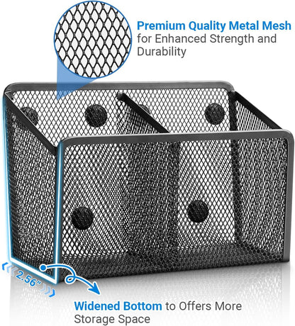 Magnetic Pen Holder, Metal Strong Magnet Pen Cup Magnetic Marker Storage Basket Locker Organizer for Whiteboard Refrigerator Fridge Locker Accessories Classroom Must Haves Teachers School Supplies