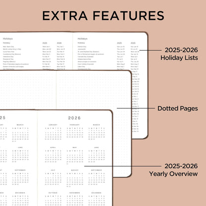 And Per Se Undated Academic Planner, A5 Weekly Calendar Planner, 72 Weeks Hardcover to Track Goals, Teacher Student Planning Book with Monthly Tab Stickers & Back Pocket (Brown)