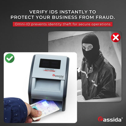 Cassida Omni-ID 2-in-1 Currency Counterfeit Detector with UV Identification Verification Lights – Bill Checker with Infrared, Magnetic and Ultraviolet Sensors - Easy to Read PASS/FAIL Display