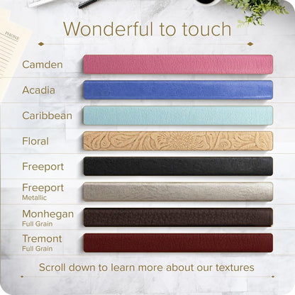 Gallery Leather Academic Planner 2025, Teacher and Student Weekly Monthly Planner, Elegantly Bound Calendar with Gold-Gilded Page Edges, 18 Months - Acadia Pool - 9 x 7 "