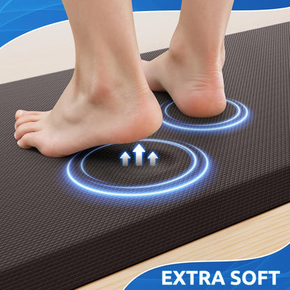 KitchenClouds 2PCS Kitchen Rugs Cushioned Anti-Fatigue Non-Slip Waterproof Kitchen Mat Comfort Foam Standing Mat for Floor Office Sink Laundry (Chocolate)