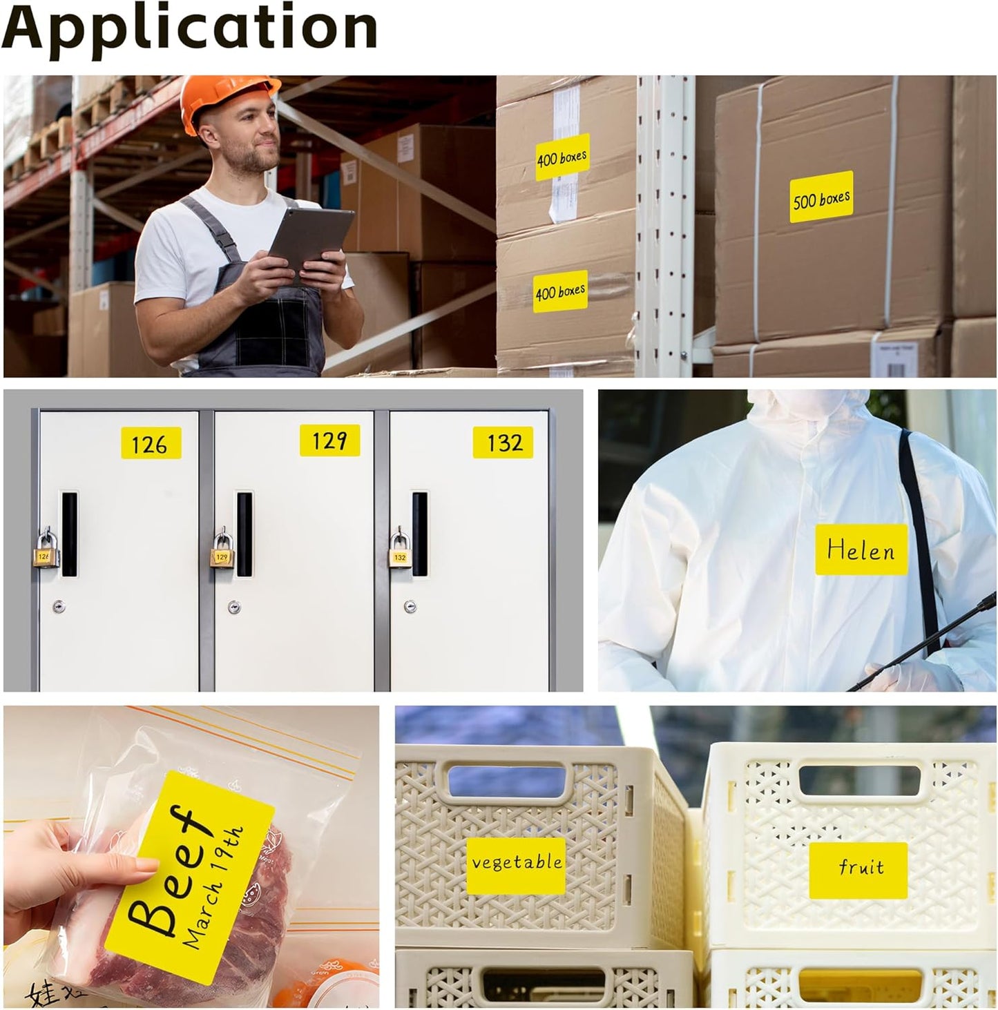 PARLAIM 3 X 5 Inch 1000Per/4Rolls Rectangle Inventory Color Coding Labels,Roll Square Label Stickers for Home (Yellow)