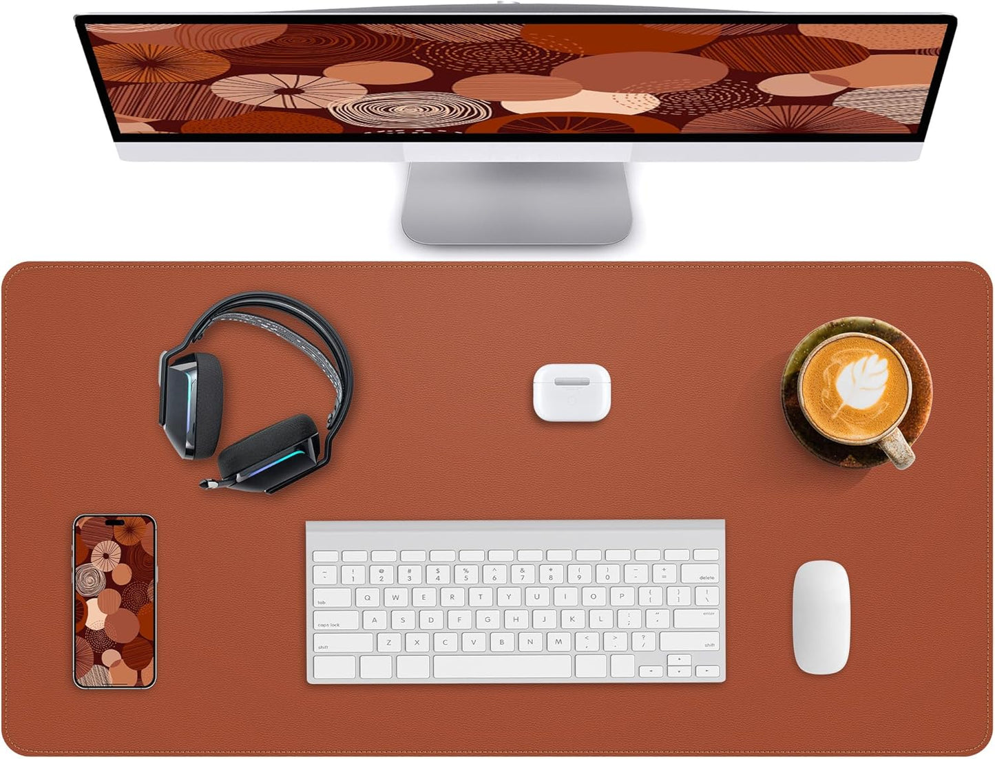 Leather Desk Pad Protector,Office Desk Mat,Large Mouse Pad, Non-Slip PU Leather Desk Blotter,Desk Pad,Waterproof Desk Writing Pad for Office and Home (Black,31.5" x 15.7")