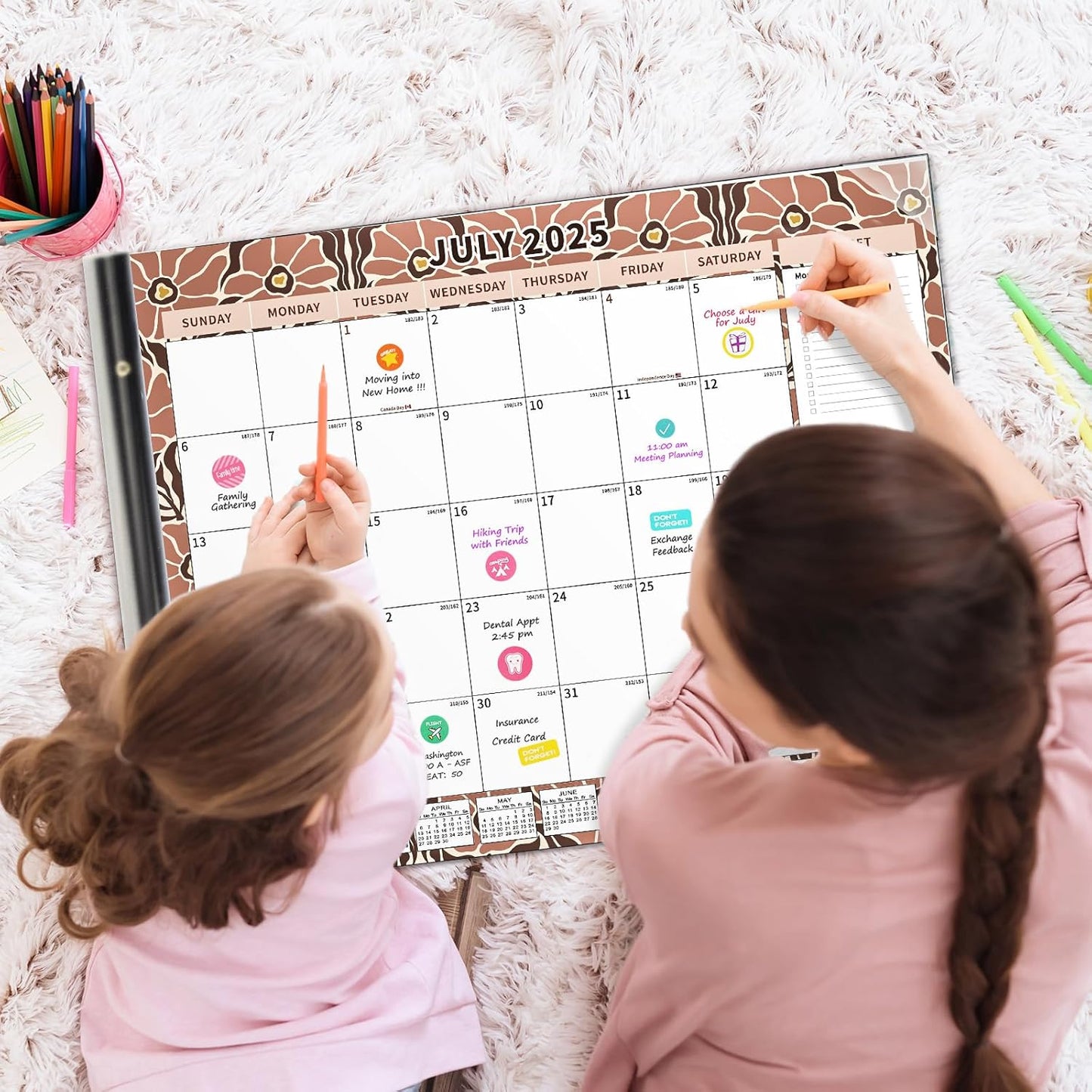 Ospelelf Desk Calendar 2025-2026 Large 22'' x 17'', 2025 Monthly Desktop Calendar, 18 Month Family Calendar, Use July 2025 - Dec 2026