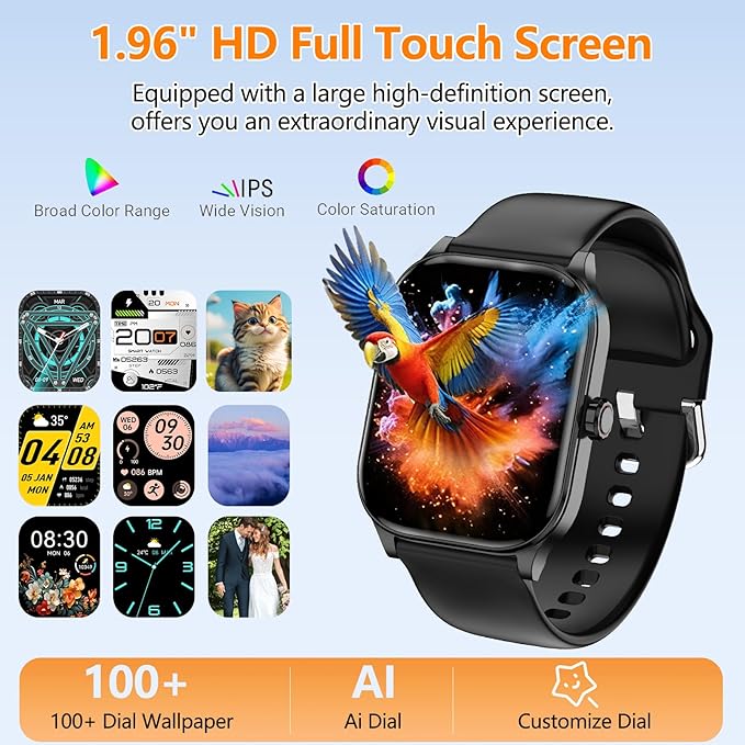 Smart Watch for Women Men with Text and Call, 2025 New AI Smartwatches with Heart Rate/SpO2/Sleep/Stress Monitor, 100+ Sports Modes, GPS Fitness Watches Compatible with iOS/Android (GPS, Black)