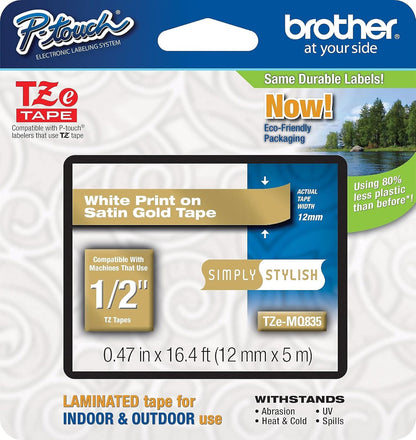 Brother PTouch 1/2" Laminated TZe Tape Model TZE-MQ835