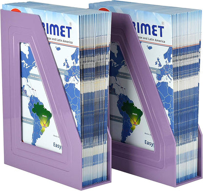 Acrimet Magazine File Holder, Durable Rack, Space-Saving Organizer (Plastic) (Solid Purple Color) (2 pack)