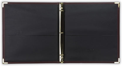 Samsill Classic Collection Leather 3 Ring Binder, Executive Presentation Portfolio, 0.5 Inch (Holds 100 Sheets), Brass Round Ring, Burgundy