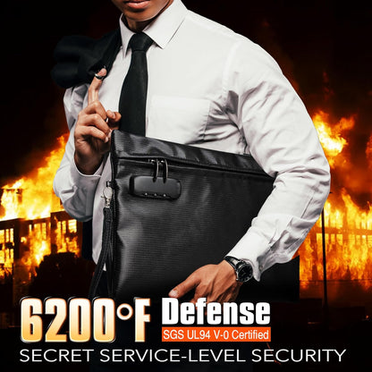 Fireproof Document Bag Set with Lock, 2 Pcs Money Box for Cash & Passport, 6200°F Fire Proof Bag for Documents 14"x9.8" & 10.6" x 6.7", Fireproof Document Safe, Waterproof Money Bags Pouch with Zipper