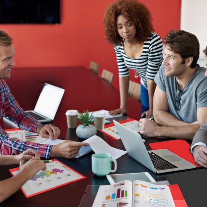 HAUTOCO 12 Pack Plastic Report Covers with 3-Prong Fasteners Clear Front Presentation Folders Resume Folders for 8.5x11 Letter Size Paper, Document Report Cover for School Office Business, Red