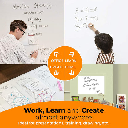 Clingers Dry Erase Cling-rite Roll Basic - Removable, Recyclable Whiteboard, 50' ft Roll, 20x30 Inch Sheets for School, Home, Office Decor, and Art Projects & Dry Erase Marker - American Made