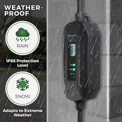 PRIMECOM Level 2 Electric Vehicle (EV) Charger (220V / 240Volt, 16Amp) Portable EVSE Smart Electric Car Charger, 30', 40', and 50 Feet Lengths (30 Feet, 14-30P)