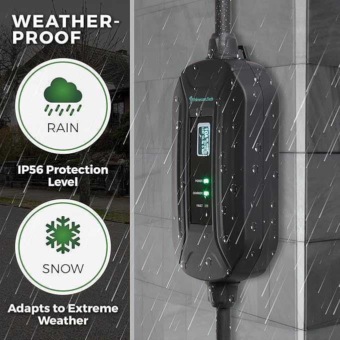 PRIMECOM Level 2 Electric Vehicle (EV) Charger (220V / 240Volt, 16Amp) Portable EVSE Smart Electric Car Charger, 30', 40', and 50 Feet Lengths (NEMA 14-50P, 35 Feet)