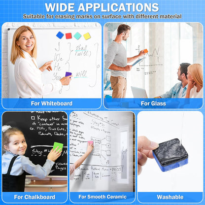 EAONE 48 Pack Dry Erase Eraser, Magnetic Whiteboard Cleaner Mini Chalkboard Cleansers for Classroom, School, Office, Home (8 Colors Assorted, 1.97 x 1.97 Inch)