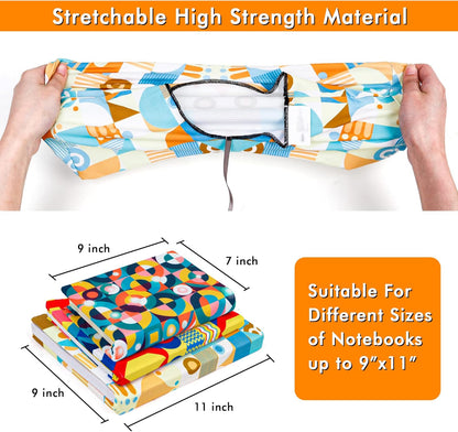 Geometric Pattern Book Covers, Feela 7 Pack Stretchable Jumbo Fabric Washable Durable Reusable Nylon Book Covers, for Hardcover Textbooks Notebooks up to 9”x11”