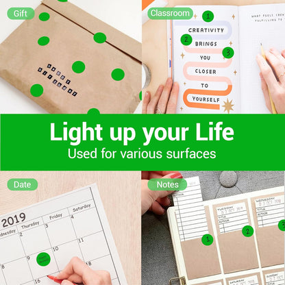 1 Inch Circle Dot Stickers 1000 PCS Color Coding Thermal Labels Dots Writable Printable Small Round Stickers for Office, Classroom, Inventory, Garage, Organizing Storage, DIY, Green