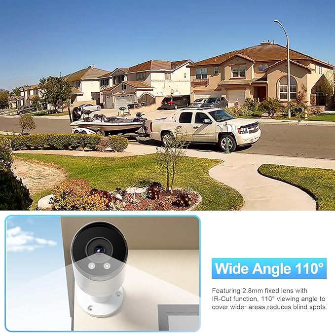 8MP AI IP PoE Camera, Bullet Security Surveillance Camera Outdoor IP67, Face Detection, Human &Vehicle Detection, 2.8mm Lens Wide Angle 110 °, Built-in Mic, Night Vision 100ft, INB8BR49E