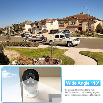 5MP PoE IP Camera, Bullet Security Surveillance Camera Outdoor IP67, Fixed Lens Wide 2.8mm with Wide Angle 110°, Built-in Mic, Human & Vehicle Detection, Night Vision 100ft, INB5GR49E