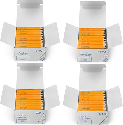 Mini Golf Pencils Without Erasers - 384 Count - Classic Pre-Sharpened #2 HB American Pew Pencils Standard Hex Shaped Bulk Pack