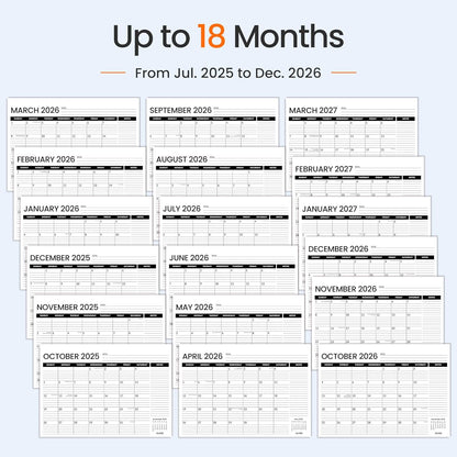 SUNEE Desk Calendar 2025-2026 3 Packs - 18 Month Calendar Oct 2025 - Mar 2027, 17" x 12" Desktop Calendar with Notes, for Planning, Organizing in Family, School or Office - Black 2026 Calendar