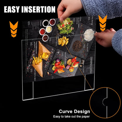 6pack Acrylic Wall Sign Holder with Tape,8.5 X 11 Wall Mount Clear Plastic Sign Holder, Memo Document Menu Holder for Restaurant, Office, School, Store and Home Use,No Drilling