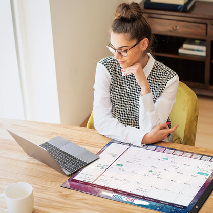 Ospelelf Desk Calendar 2025-2026 Large 22"x17" Monthly Family Planner Pad with Protective Cover 18 Months July 2025 to December 2026 Starry Sky