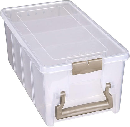 ArtBin Semi Satchel Portable Craft Organizer with 3 Dividers - Clear Plastic Storage Case for Art & Craft Supplies