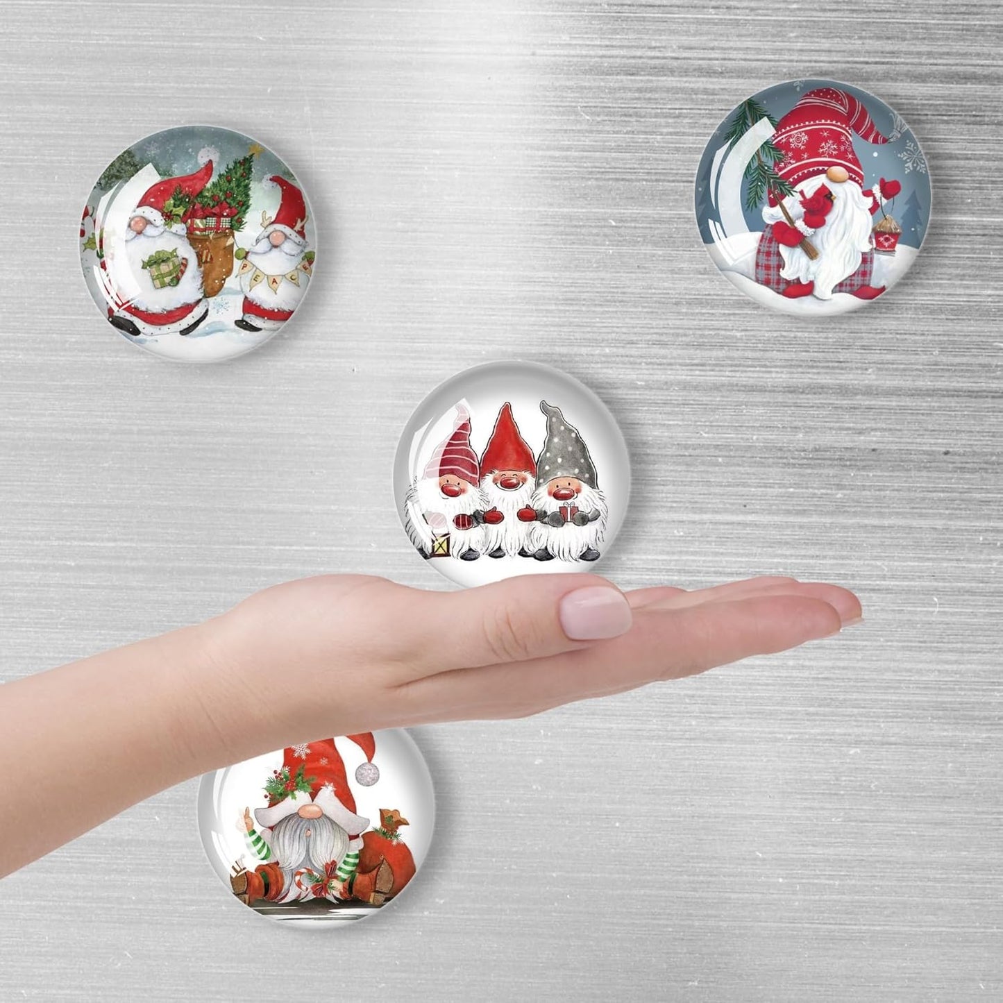 Christmas Gnomes Refrigerator Magnets 12Pcs Glass Strong Magnetic Refrigerator Magnet Fridge Sticker,Crystal Fridge Magnets Decoration for Crafts,Strong Fridge Magnets for Kitchen, School